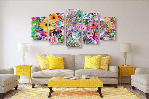 Quadri 5 pezzi – Fiori multicolori
