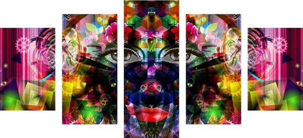 Quadri 5 pezzi – Volto femminile astratto