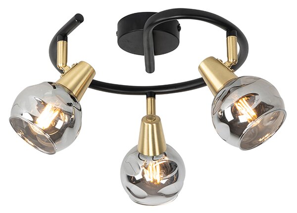 Plafoniera Art Déco vetro fumé nero 3 luci - VIDRO