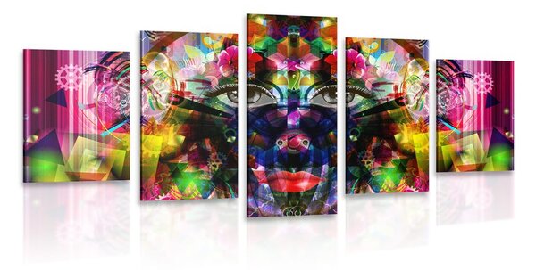Quadri 5 pezzi – Volto femminile astratto