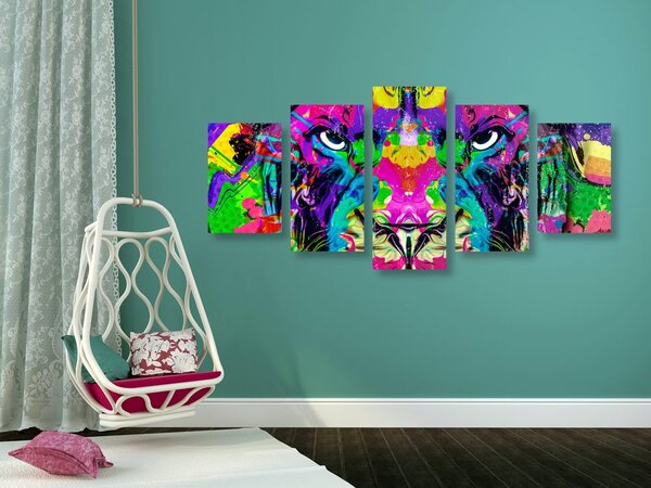 Quadri 5 pezzi – Predatore multicolore