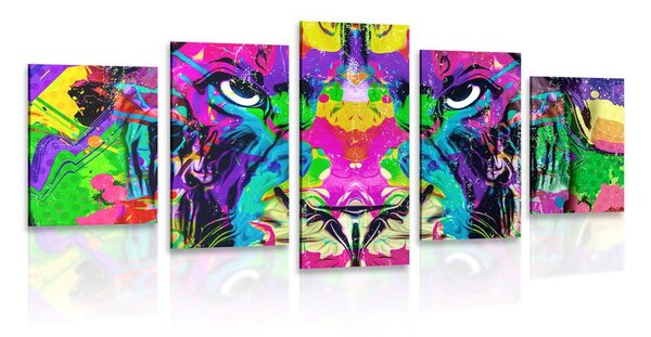 Quadri 5 pezzi – Predatore multicolore