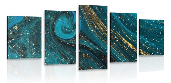 Quadri 5 pezzi – Astrazione smeraldo