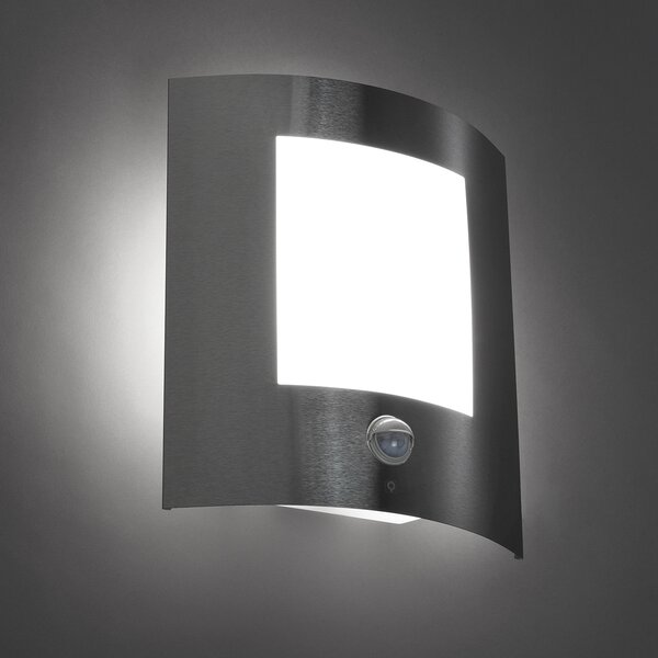 Lampada da parete per esterni moderna in acciaio con sensore di movimento IP44 - Emmerald 1