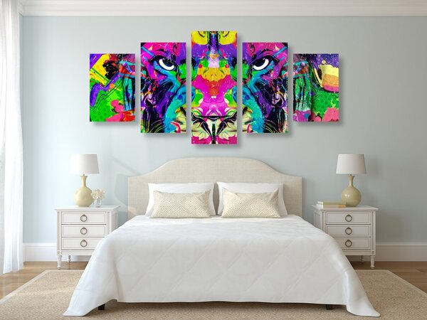Quadri 5 pezzi – Predatore multicolore