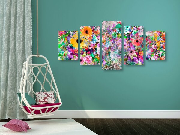 Quadri 5 pezzi – Fiori multicolori