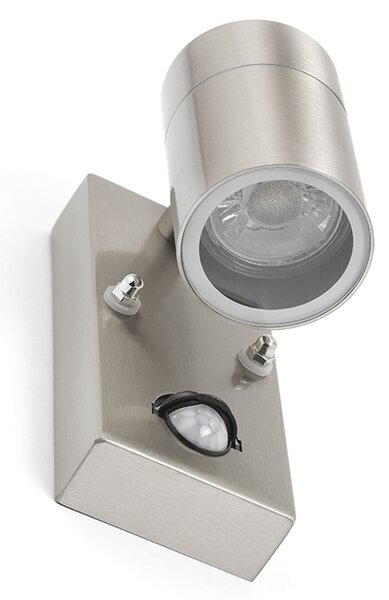 Lampada da parete per esterni in acciaio IP44 con sensore di movimento - Solo