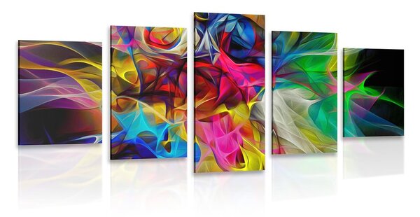 Quadri 5 pezzi – Caos colorato astratto