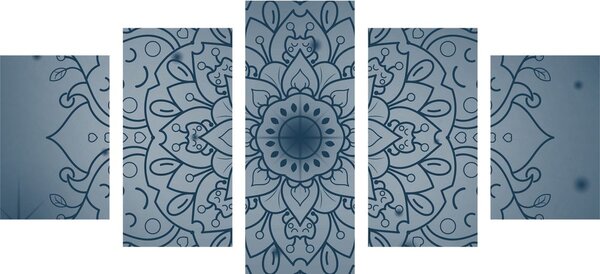 Quadri 5 pezzi – Fiore di Mandala blu scuro