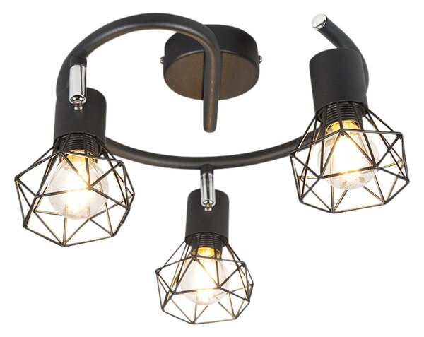 Faretto Art Déco nero orientabile 3 luci - Mosh