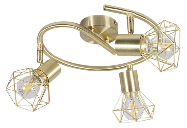 Faretto Art Déco in ottone regolabile e orientabile 3 luci - Mosh