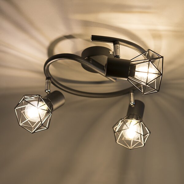 Faretto Art Déco nero orientabile 3 luci - Mosh