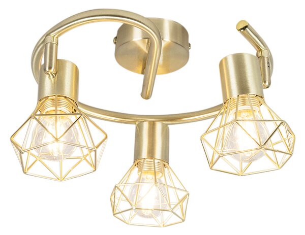 Faretto Art Déco in ottone regolabile e orientabile 3 luci - Mosh