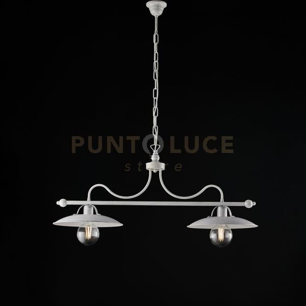 Lampadario in ferro laccato bianco con decorazione argento antico 2