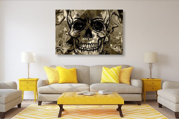 Quadro su tela – Teschio in seppia