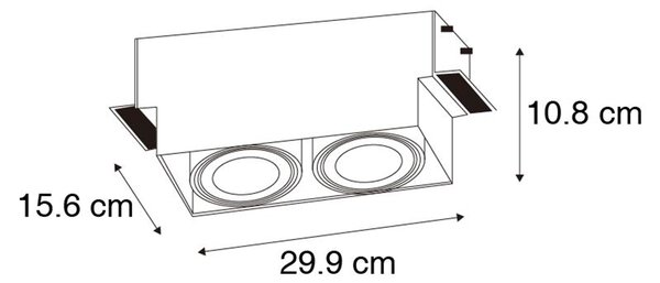 Faretto incasso nero GU10 AR111 senza cornice 2 luci - Oneon