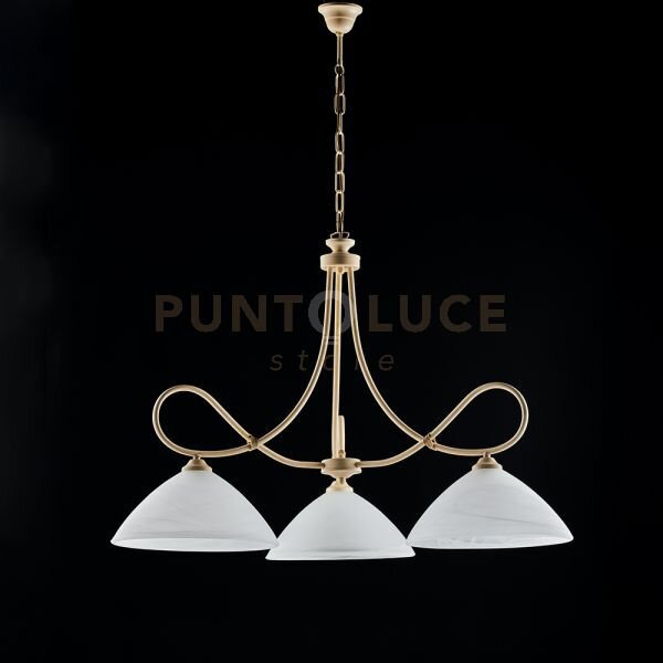 Lampadario in ferro laccato avorio con decorazione effetto decapè e