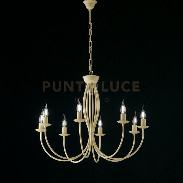 Lampadario in ferro laccato avorio con decorazione effetto decapè 8