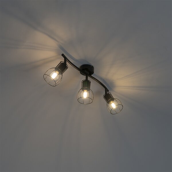 Faretto da soffitto moderno nero 63 cm 3 luci orientabili - Botu
