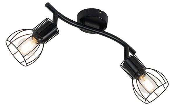 Faretto da soffitto moderno nero 2 luci orientabile - Botu