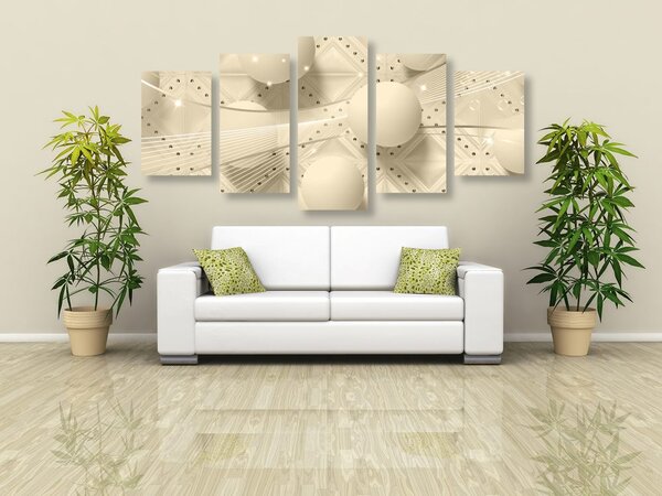 Quadri 5 pezzi – Lusso in seppia