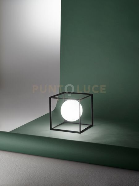 Lampada da tavolo in metallo nero cube 1 luce attacco g9