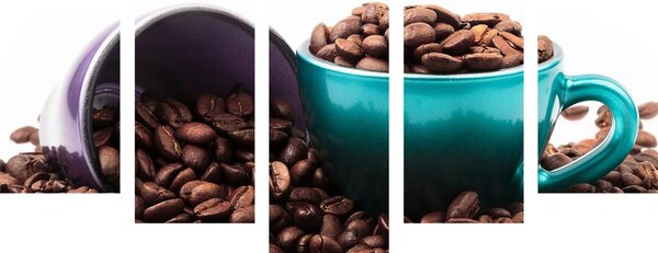 Quadri 5 pezzi – Tazze con chicchi di caffè