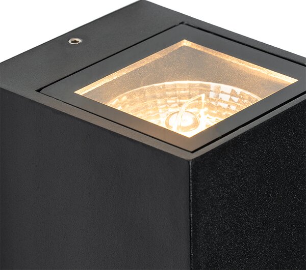 Applique da parete nera 2 luci IP44 con sensore di movimento - Baleno