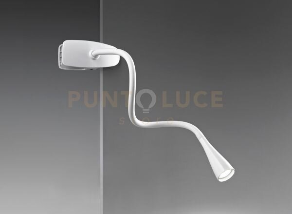 Lampada da tavolo in plastica bianco clip snake orientabile con pin