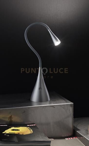 Lampada da tavolo in plastica grigio opaco metallizzato snake led 4