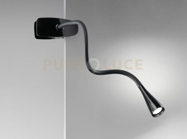 Lampada da tavolo in plastica nera clip snake orientabile con pinza
