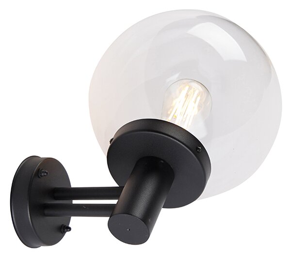 Lampada da parete per esterni nera con sfera in plastica IP44 acciaio inossidabile - Sfera