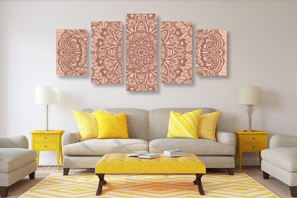 Quadri 5 pezzi – Mandala floreale