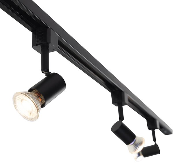 Sistema di illuminazione a binario moderno con 3 faretti nero 1 fase - Iconic Jeany