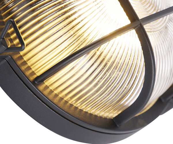 Lampada da parete rotonda industriale nera IP44 - Noutica