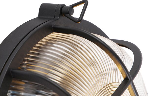 Lampada da parete rotonda industriale nera IP44 - Noutica