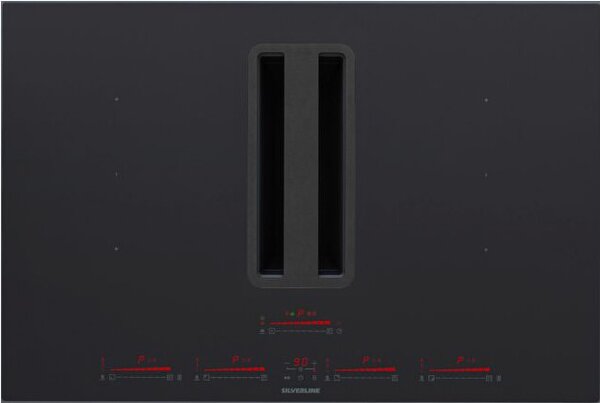 Silverline 7110.8.733.01 Flow In Pro Piano Cottura Induzione con Cappa Aspirante 4 Fuochi Larghezza 85 cm colore Nero