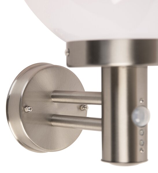 Lampada da parete per esterni in acciaio inox IP44 con sensore di movimento - Sfera
