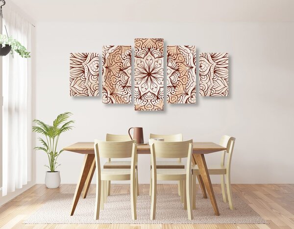 Quadri 5 pezzi – Mandala etnica astratta