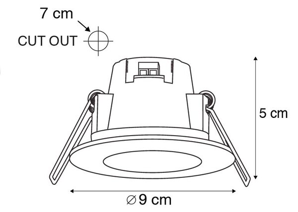 Set di 3 faretti da incasso per bagno rotondi LED 5W bianco impermeabile - Blanca