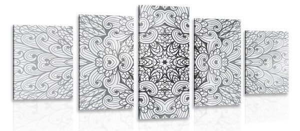 Quadri 5 pezzi – Mandala etnica in bianco e nero