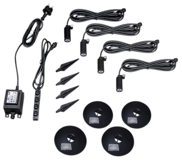 Set di 4 faretti da giardino neri con LED IP68 - Garly