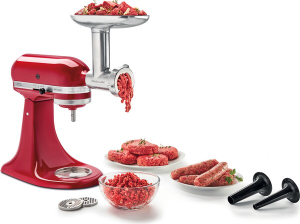 KITCHENAID Accessorio per Robot da Cucina Tritacarne Tritatutto di Metallo Macina e Grattugia - 5KSMMGA