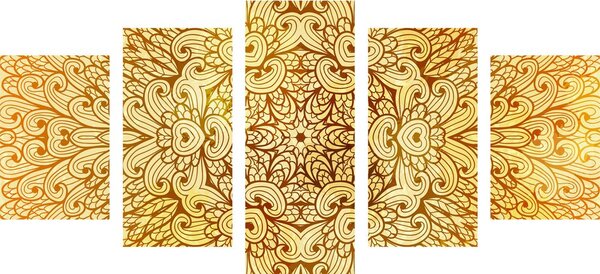 Quadri 5 pezzi – Mandala etnica dorata
