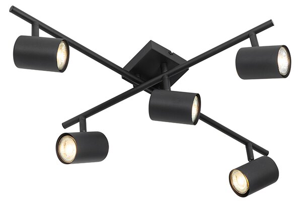 Plafoniera moderna nera 5 luci regolabile quadrata - Jeana