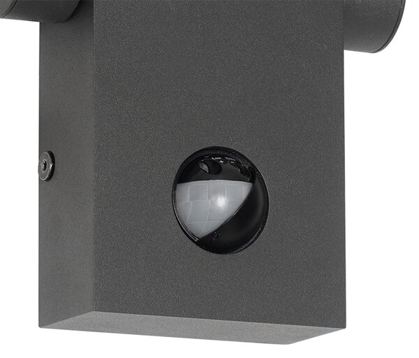 Applique da esterno antracite con LED IP54 e sensore di movimento - Zane