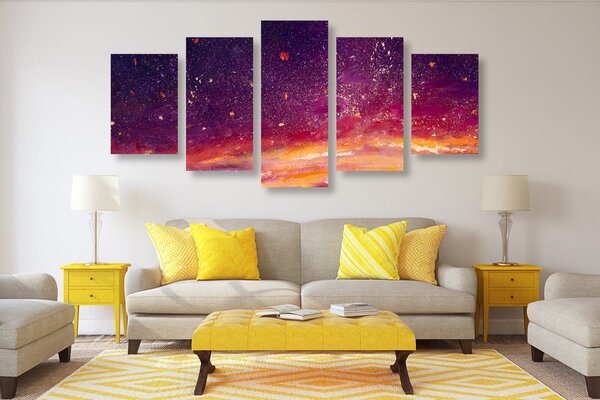 Quadri 5 pezzi – Pittura a olio del cielo