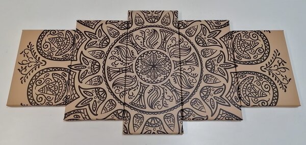 Quadri 5 pezzi – Mandala con motivo naturale astratto