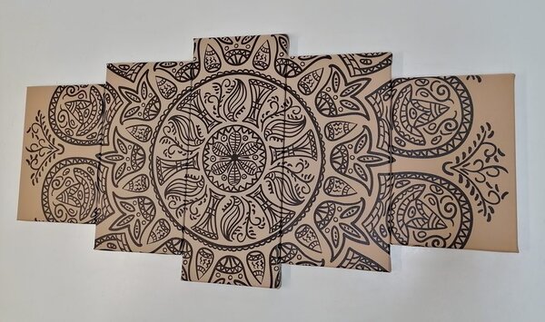 Quadri 5 pezzi – Mandala con motivo naturale astratto