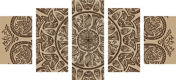 Quadri 5 pezzi – Mandala con motivo naturale astratto